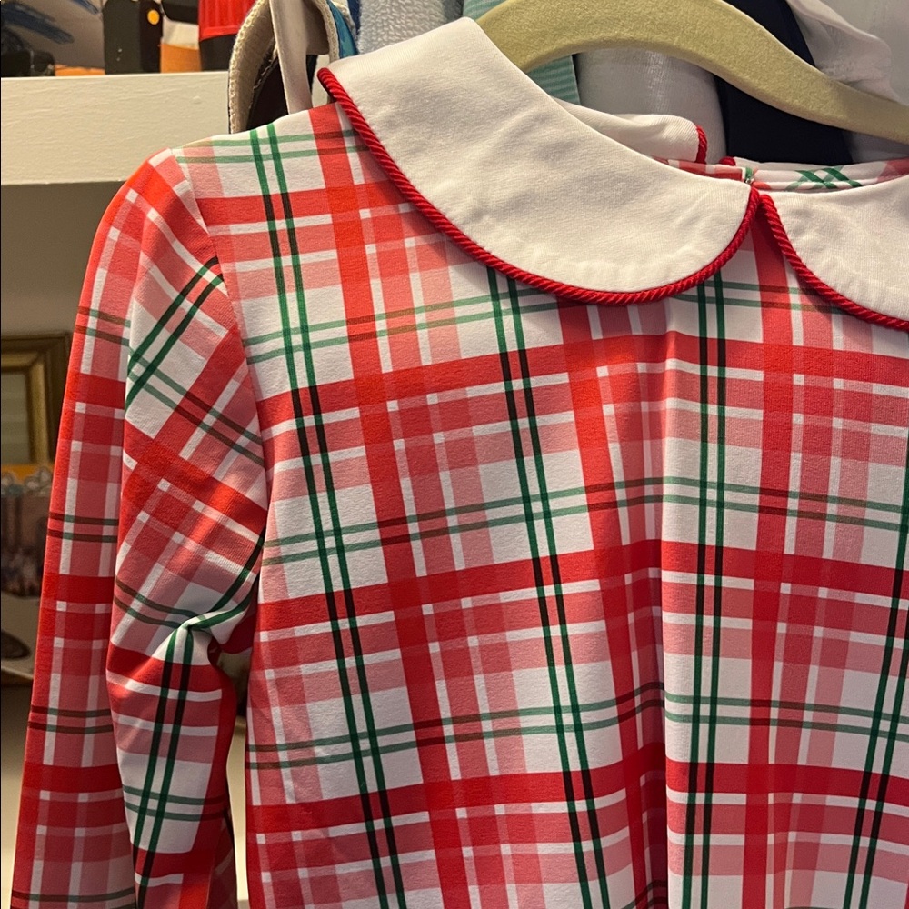Cecil and Lou Green and red  Striped Button-Up Shirt with White Collar